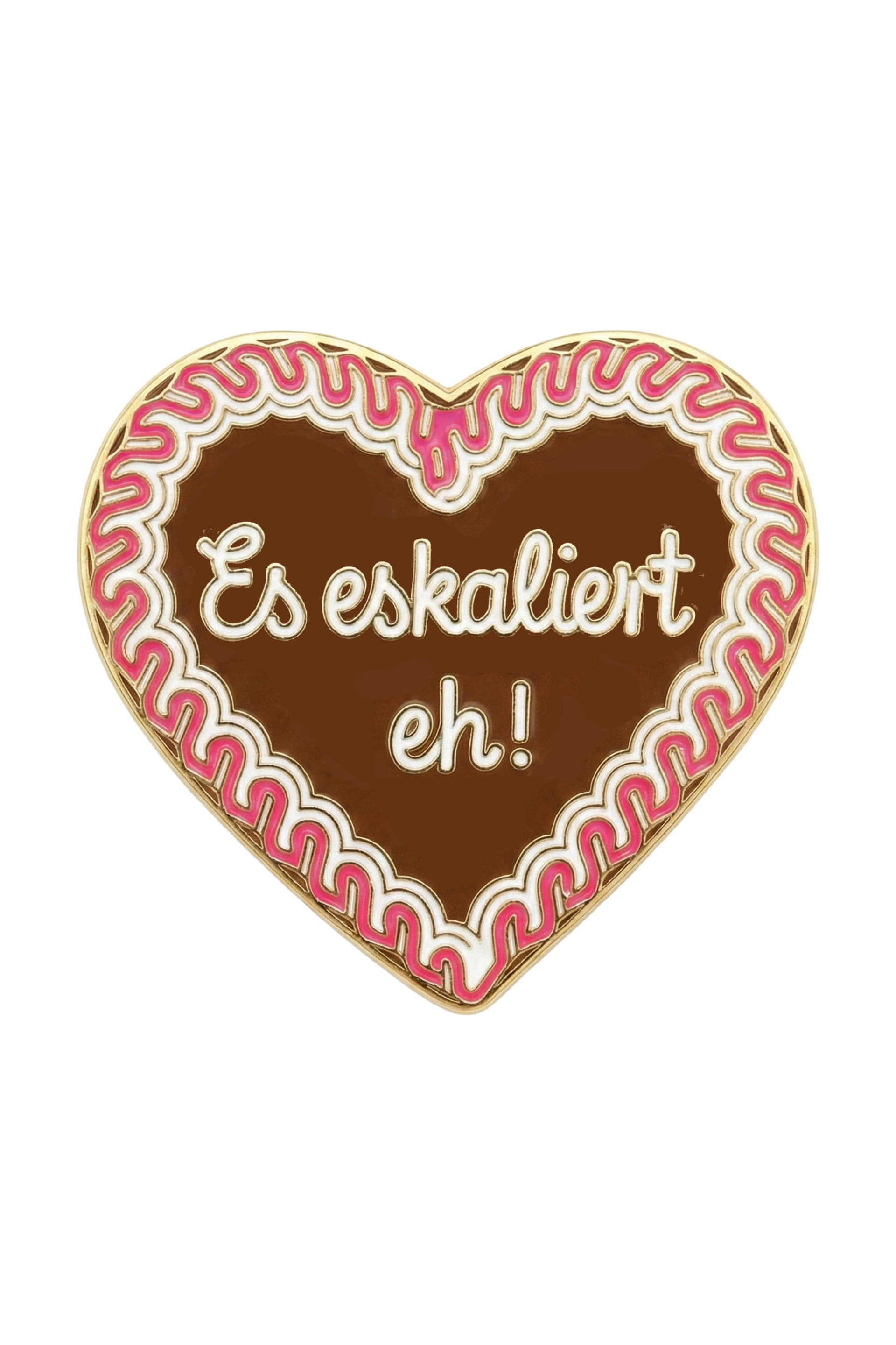 Pin Herz "es eskaliert eh" pink-fuchsia #1
