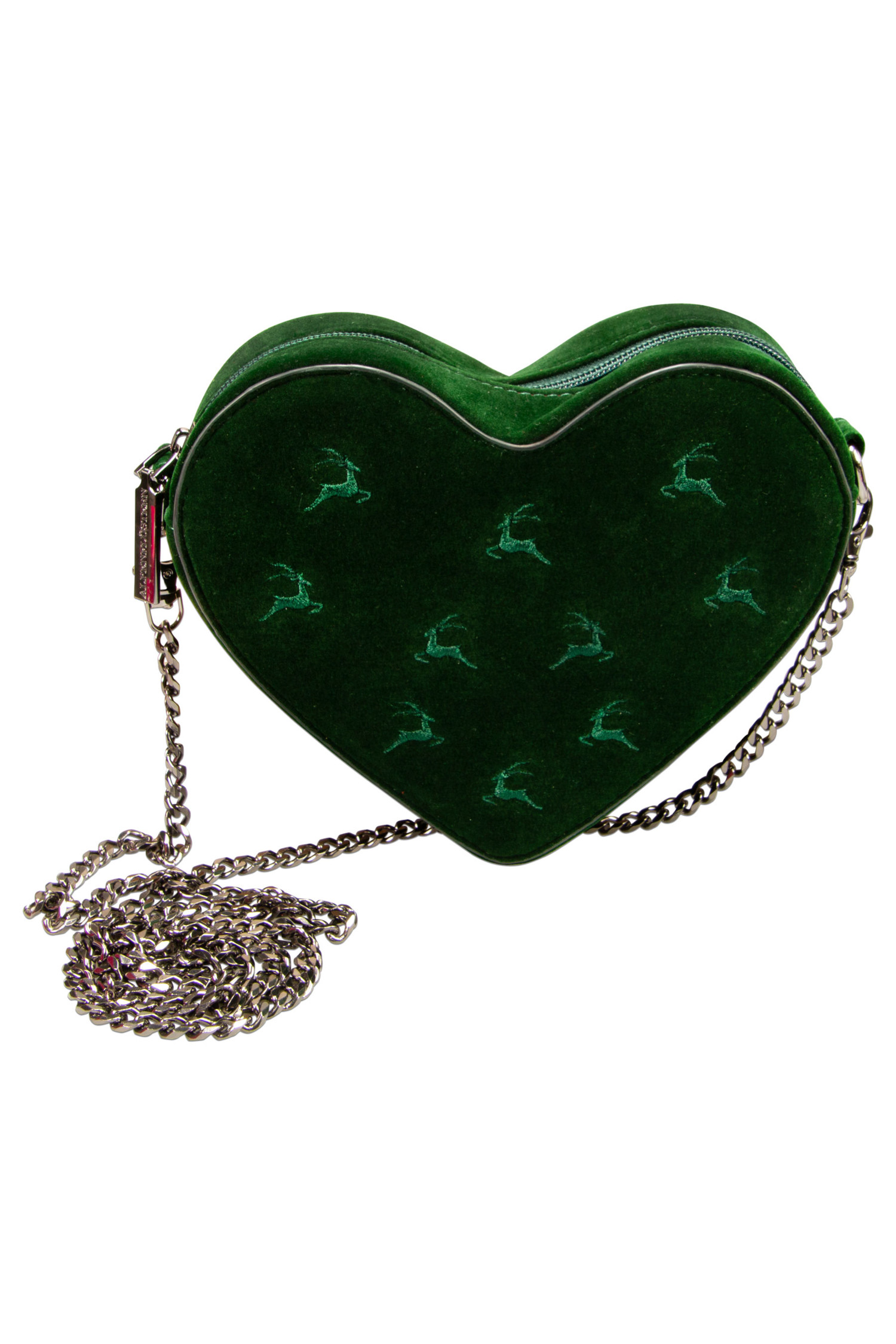 Tasche Samtherz mit Hirsch Grün #2