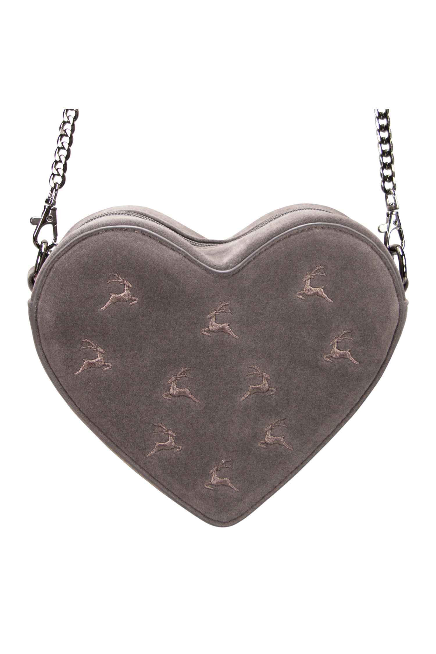 Tasche Samtherz mit Hirsch Grau #1