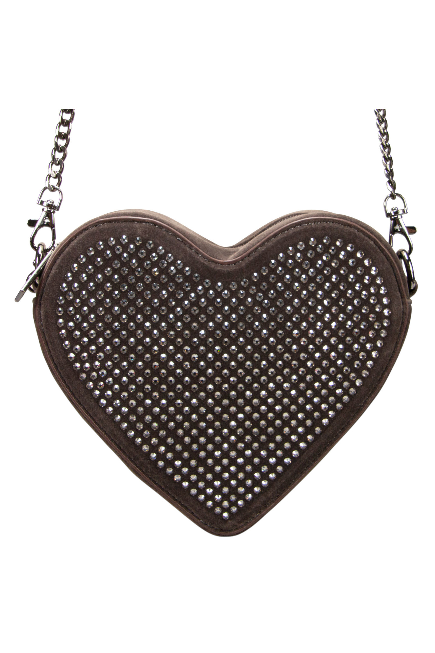 Tasche Samtherz mit Strass Braun #1