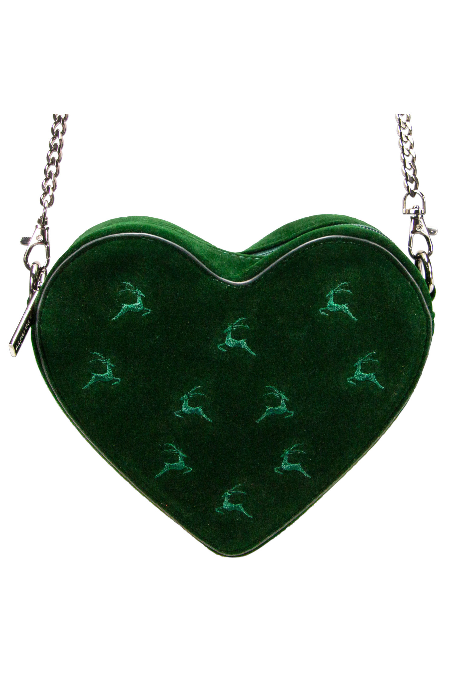 Tasche Samtherz mit Hirsch Grün #1