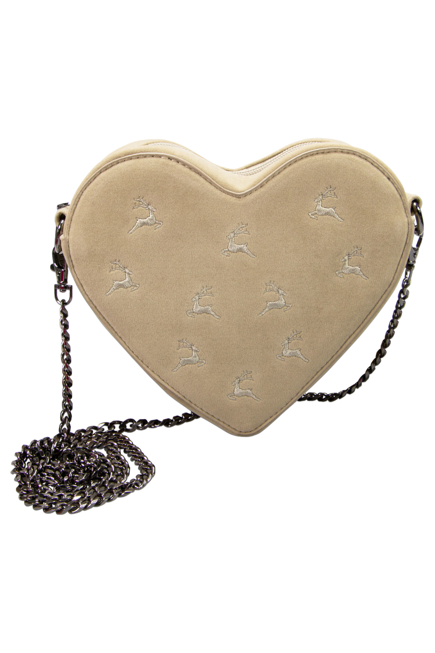 Tasche Samtherz mit Hirsch Beige-Braun #2