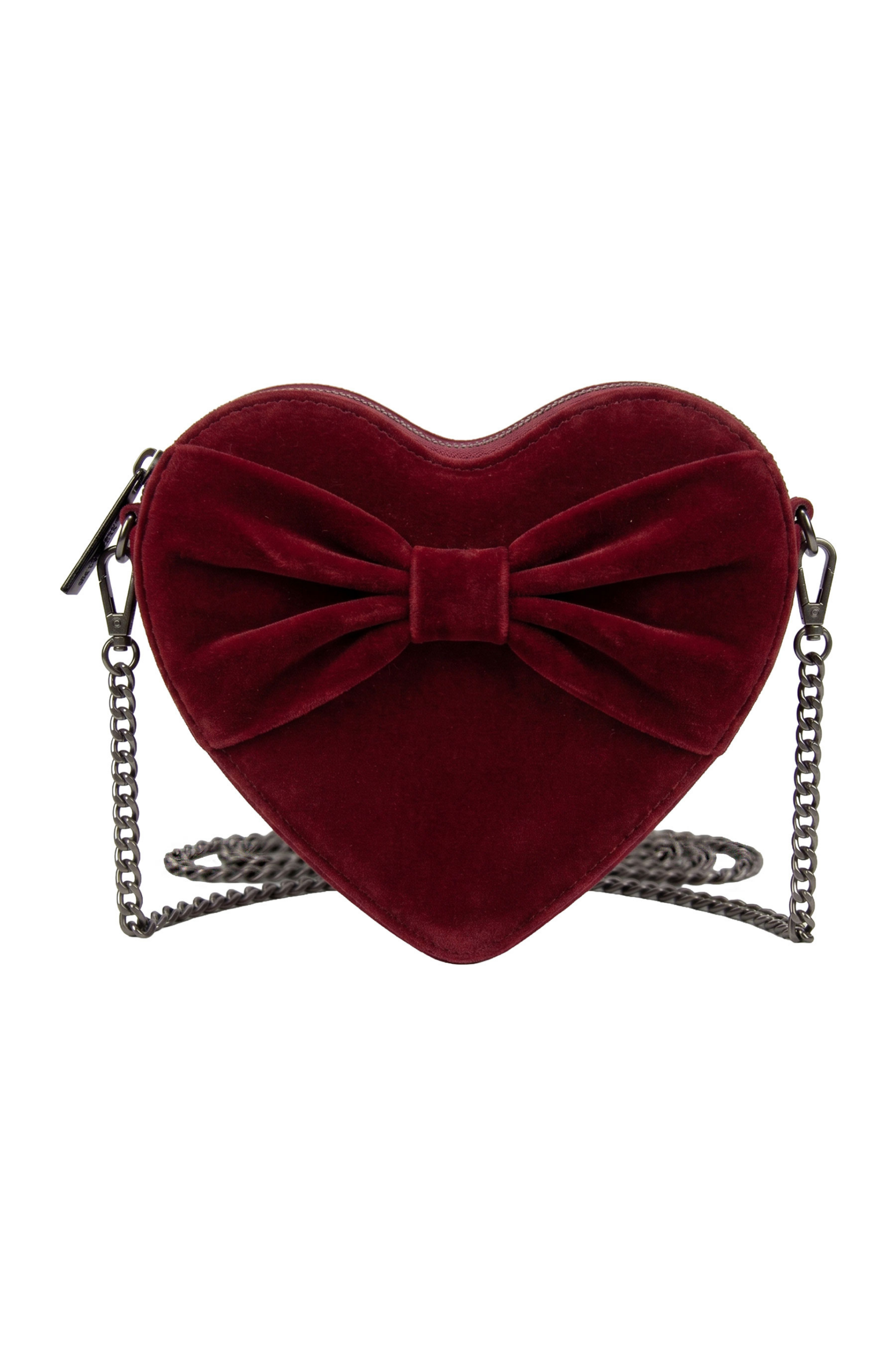 Tasche Samtherz mit Schleife Bordeaux #1