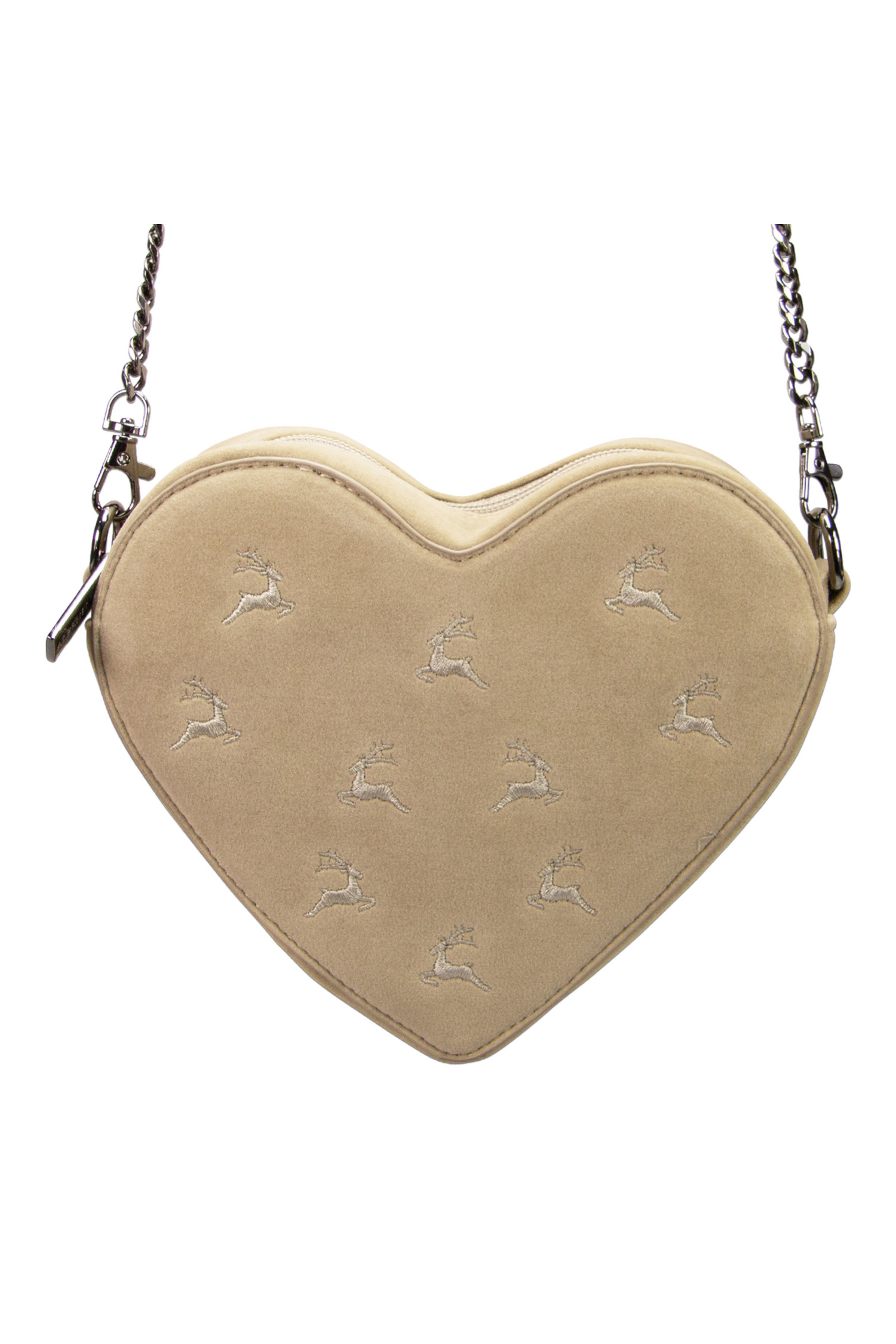 Tasche Samtherz mit Hirsch Beige-Braun #1