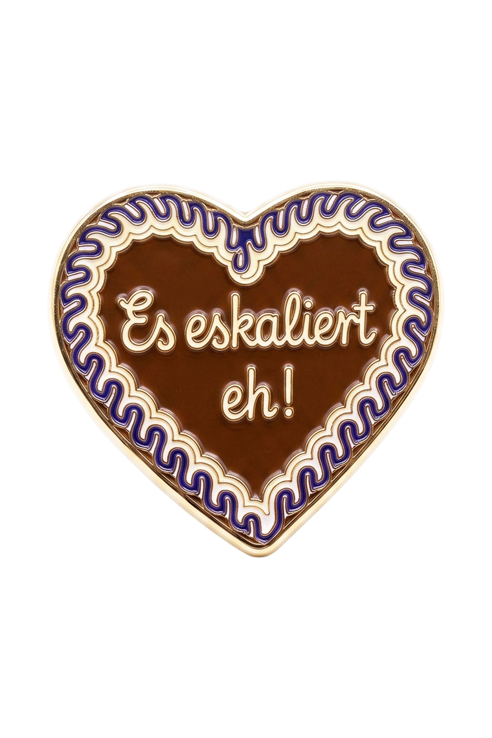 Pin Herz "Es eskaliert eh" blau #1