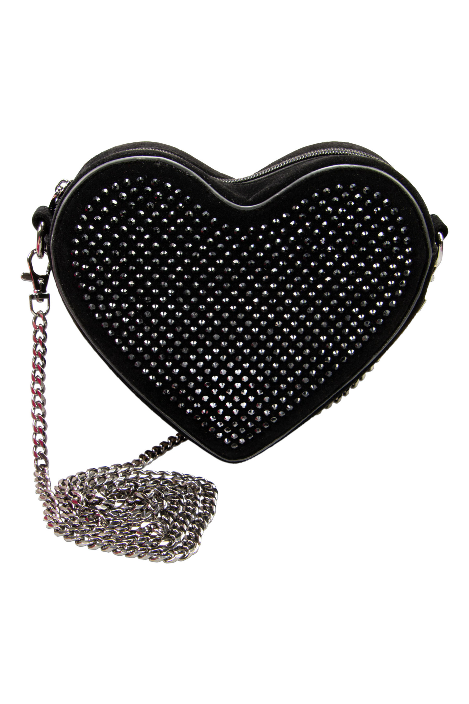 Tasche Samtherz mit Strass Schwarz #2