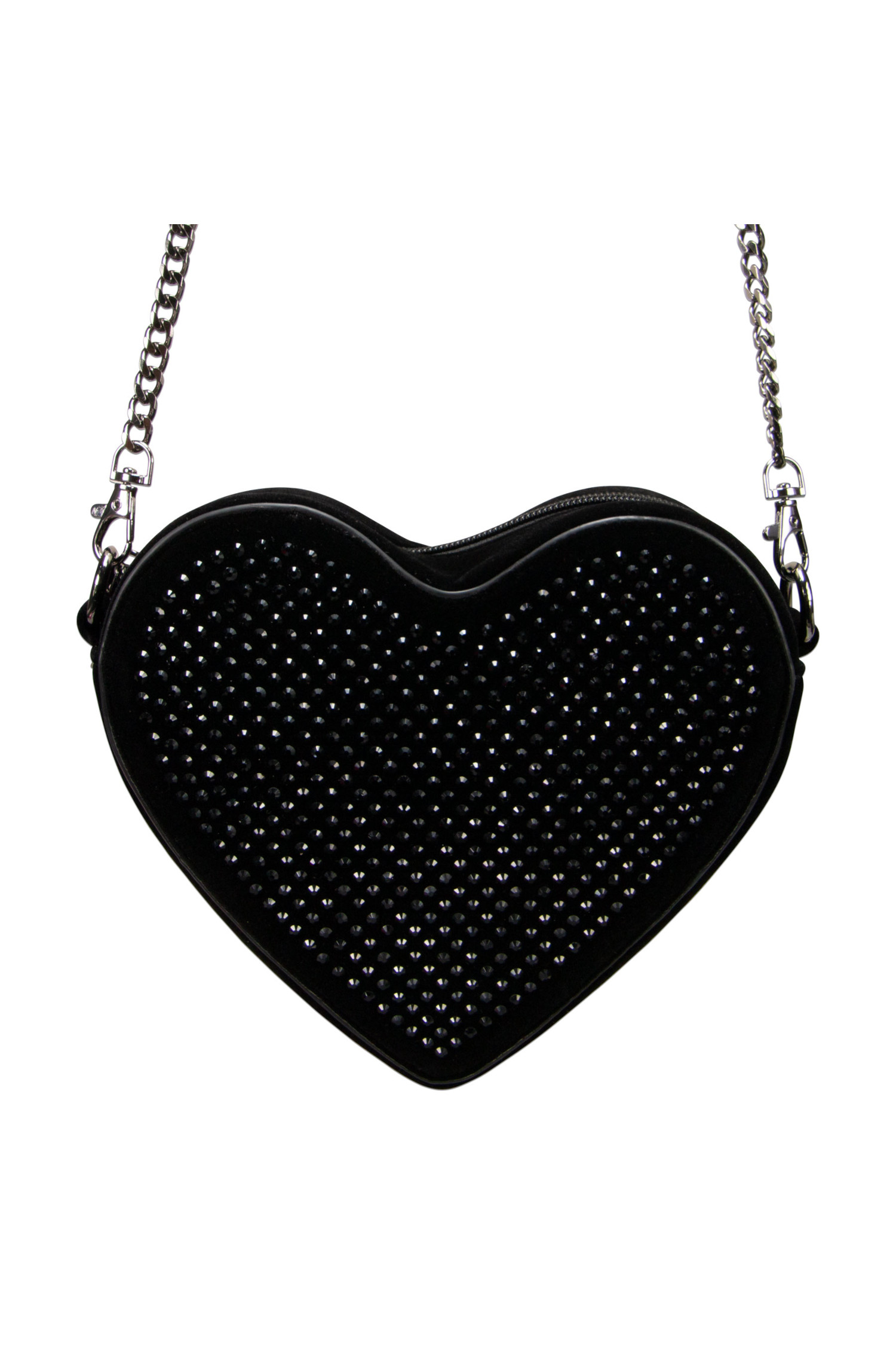 Tasche Samtherz mit Strass Schwarz #1