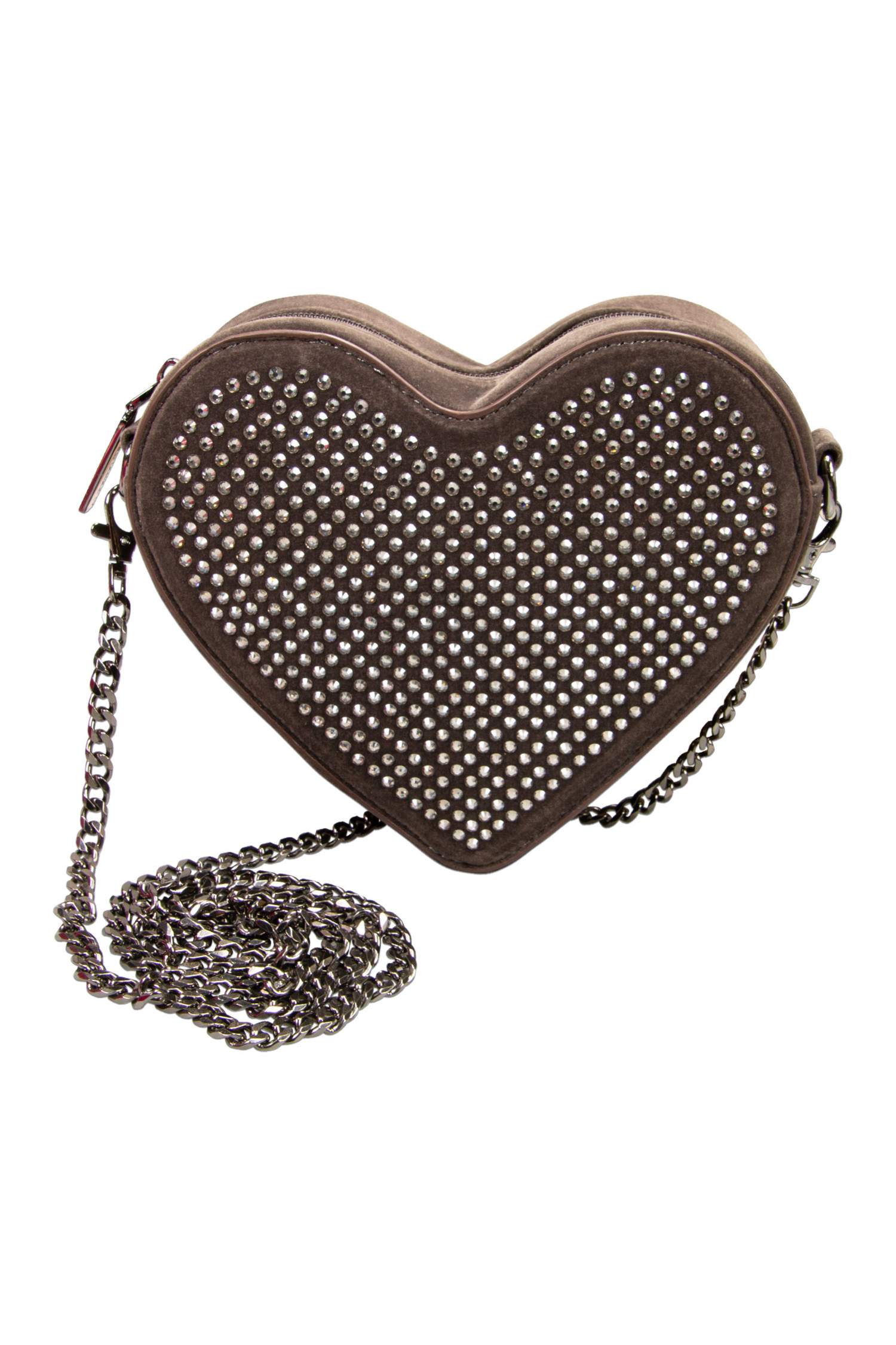 Tasche Samtherz mit Strass Braun #2