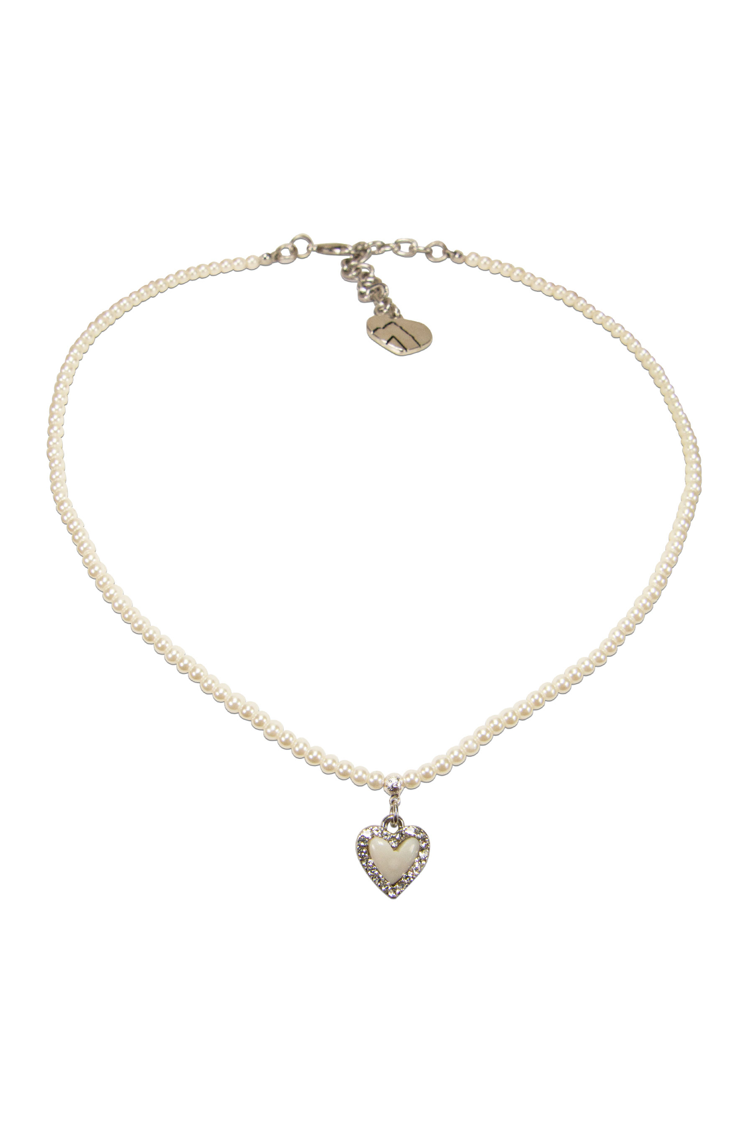 Perlenkette mit Strass-Herz #1