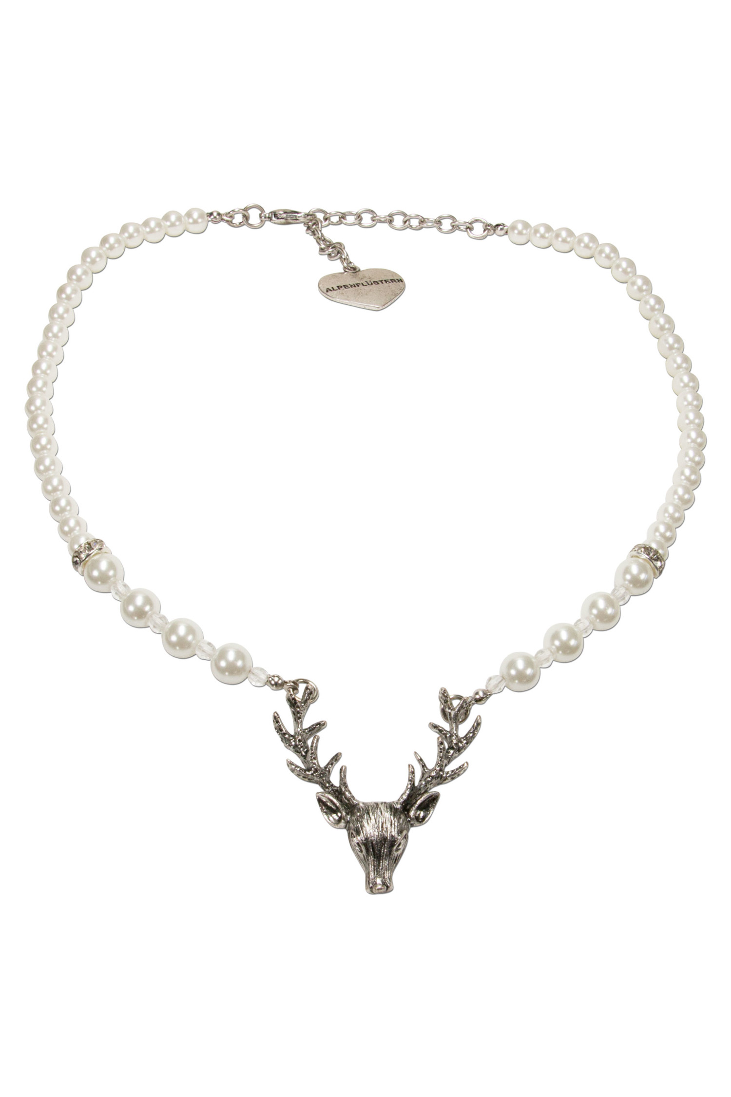 Perlenhalskette Hirsch Creme #1