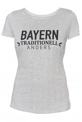 T-Shirt Bayern traditionell anders Damen L | grau / schwarz