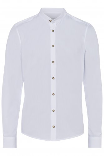 Trachtenhemd Stehkragen modern fit XL | 900 uni weiß